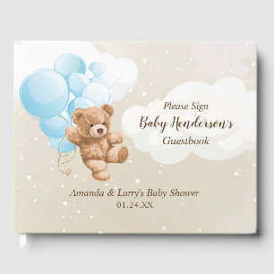 Bearly Wait Blaues Ballon-Teddybär Gästebuch