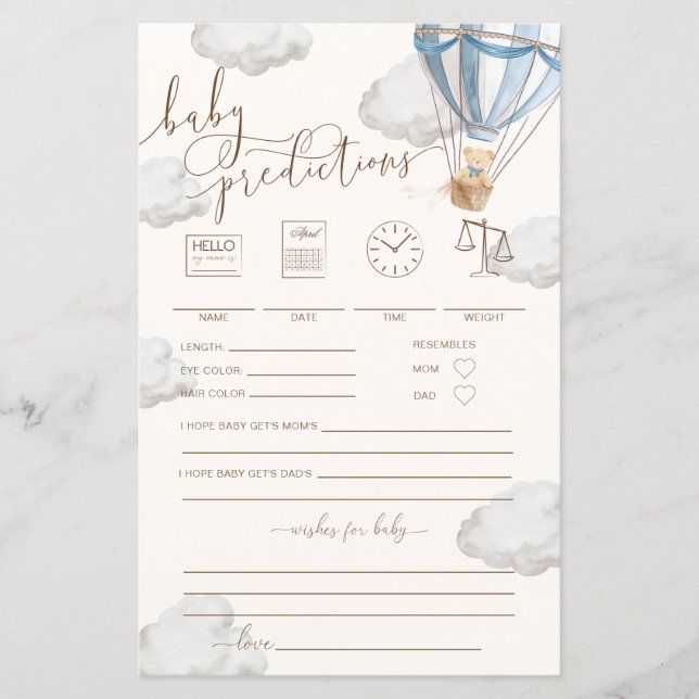 Bearly Wait Blue Baby Predictions Game (Vorderseite)