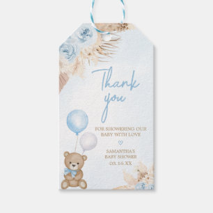 Bearly Wait Blue Bear Baby Dusche Fevor Tags Geschenkanhänger