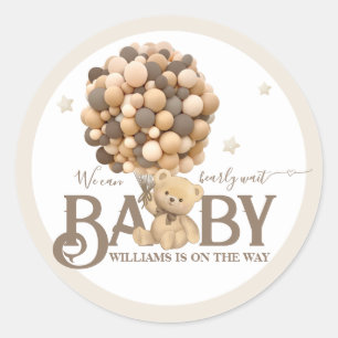 Bearly Wait Boho Ballon Neutral Baby Dusche Runder Aufkleber