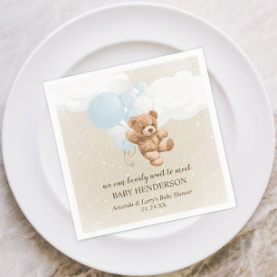 Bearly Wait Dusty Blue Teddy Bär Napkins Serviette