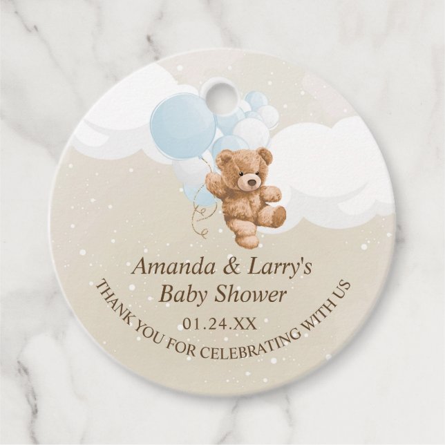 Bearly Wait Dusty Blue Teddy Bear Geschenkanhänger (Vorderseite)