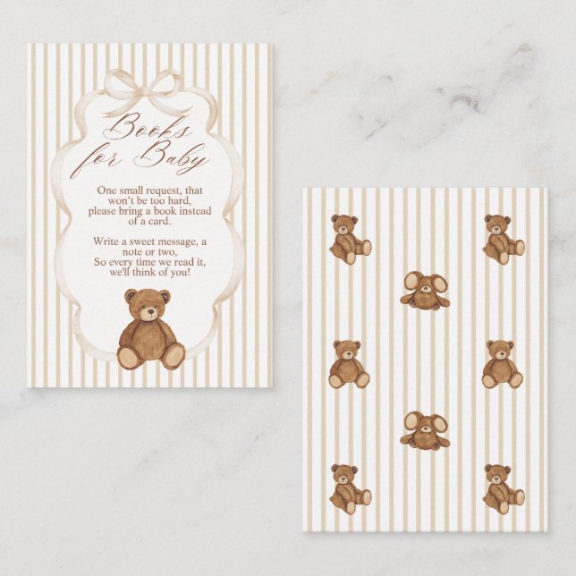 Bearly Wait Elegant Baby Shower book request Begleitkarte (Vorne/Hinten)