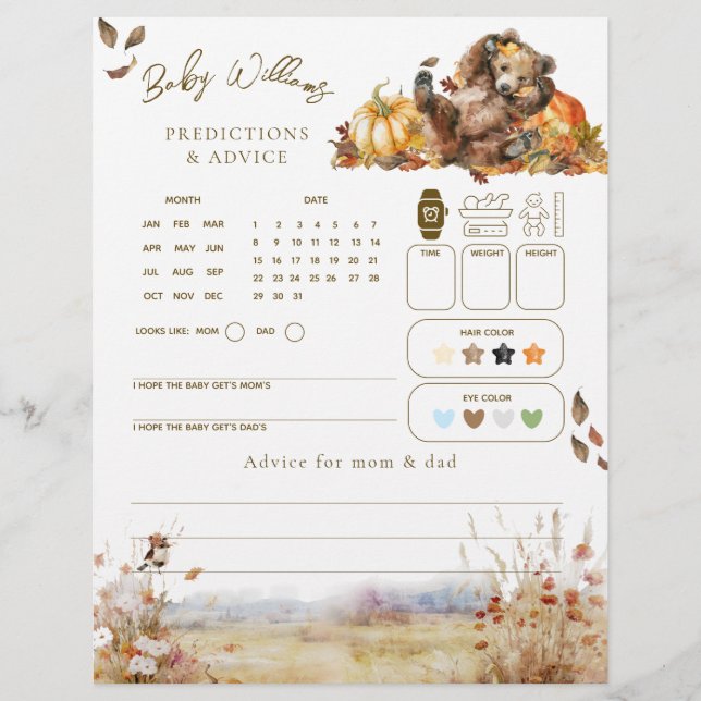 Bearly Wait Fall Woodland Baby Shooting Game (Vorderseite)