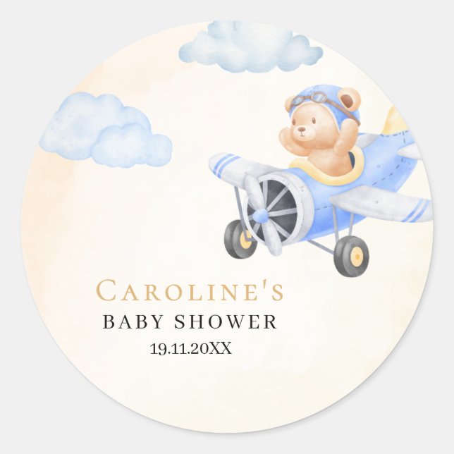 Bearly Wait Flying Bear & Cloud Round Sticker (Vorderseite)