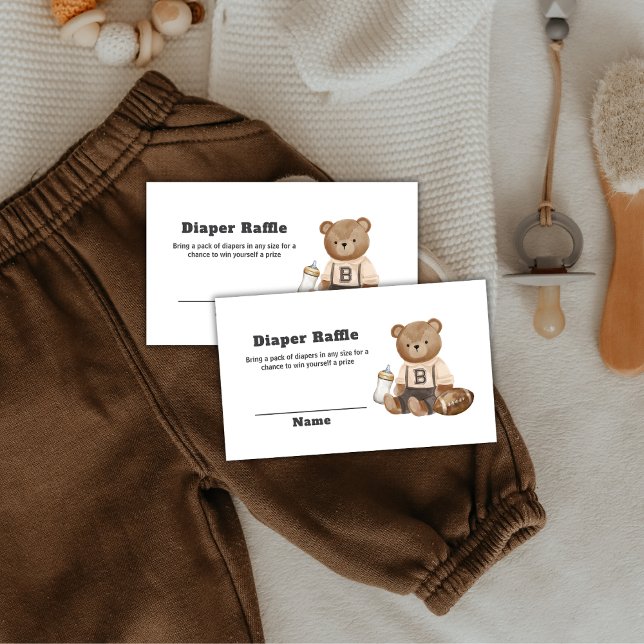 Bearly Wait Football Diaper Raffle Baby Shower  Begleitkarte (Bearly Wait Football Diaper Raffle Baby Shower Enclosure Card)