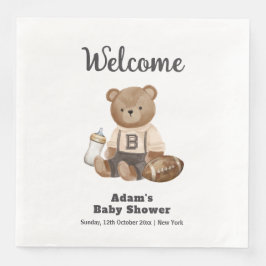 Bearly Wait Football Sport Baby Shower Welcome Serviette