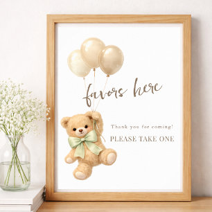 Bearly Wait geschlechtsneutrale Babyparty-Geschenk Poster