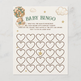 Bearly Wait Green Balloons Baby Dusche Bingo Spiel