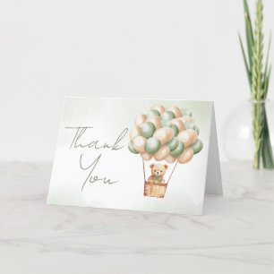 Bearly Wait Green Hot Air Ballon Dankeskarte