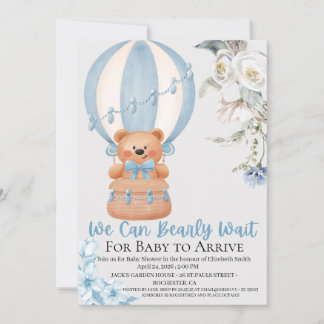 Bearly Wait Hot Air Ballon Baby Shower Invitation Feiertagskarte