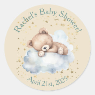 Bearly Wait - Junge Teddybär schlafend in Wolken Runder Aufkleber