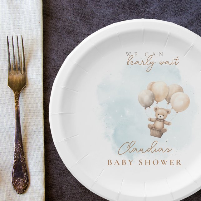 Bearly Wait Neutral Baby Shower Pappteller (Bearly Wait Baby Shower Plate)