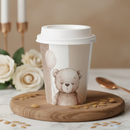Bearly Wait Neutral Teddy Baby Shower Pappbecher