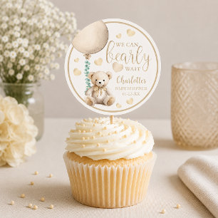 Bearly Wait Neutral Teddy Bear Baby Shower Aufkleb Runder Aufkleber