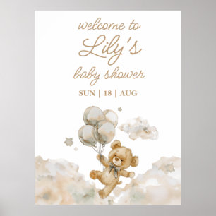 Bearly Wait Neutrale Babyparty-Willkommensschild Poster