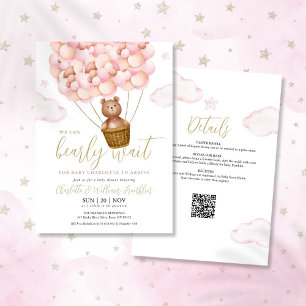 Bearly Wait Pink Girl All In One Baby Shower Einladung