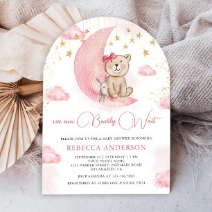 Bearly Wait Rosa Teddybär-Baby-Party Einladung