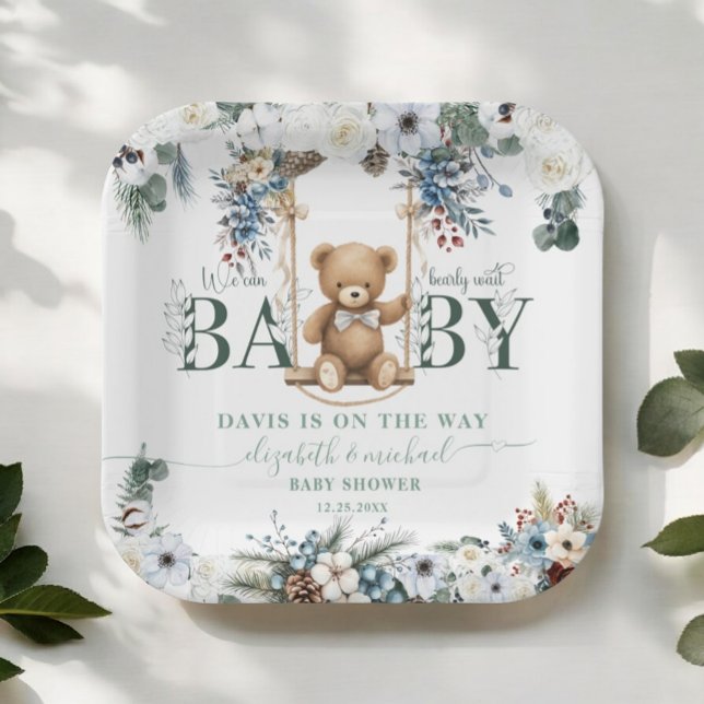 Bearly Wait Sage Greenerity Winter Baby Dusche Pappteller (Von Creator hochgeladen)
