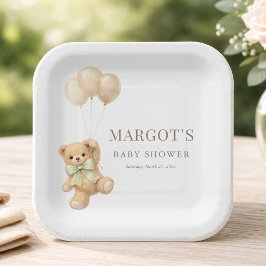 Bearly Wait Teddy Ballons Baby Shower Party Papier Pappteller