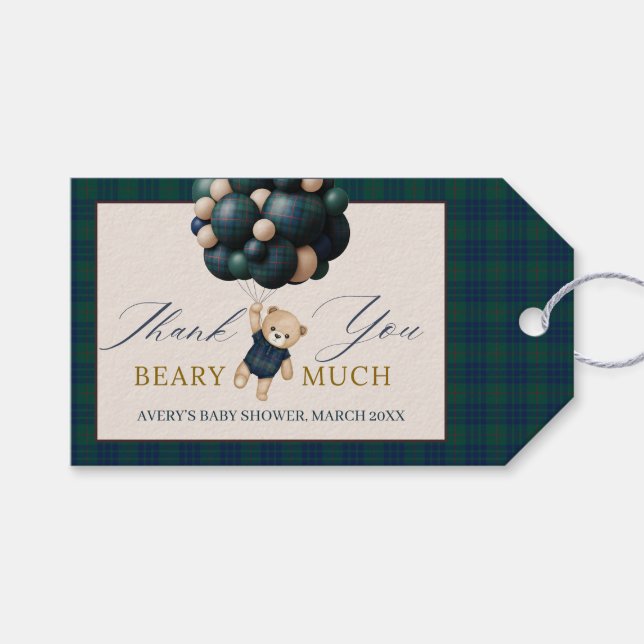 Bearly Wait Teddy Balloon Baby Shower books Geschenkanhänger (Vorderseite (Horizontal))