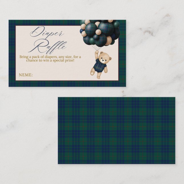 Bearly Wait Teddy Balloon Baby Shower diaper Begleitkarte (Vorne/Hinten)