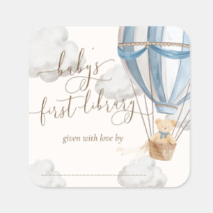 Bearly Wait Teddybär Erstes Bibliotheks-Exlibris Quadratischer Aufkleber