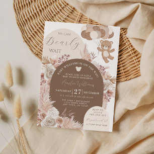 Bearly Wait Teddybär neutrale Boho-Baby-Party Einladung