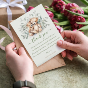 Bearly Wait Twins Niedlich Teddy Bear Boho Babydus Dankeskarte