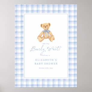 Bearly Wait Vintage Babyparty Willkommen Poster