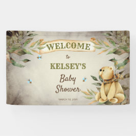 Bearly Wait Woodland Teddy Bear Boy Baby Dusche Banner