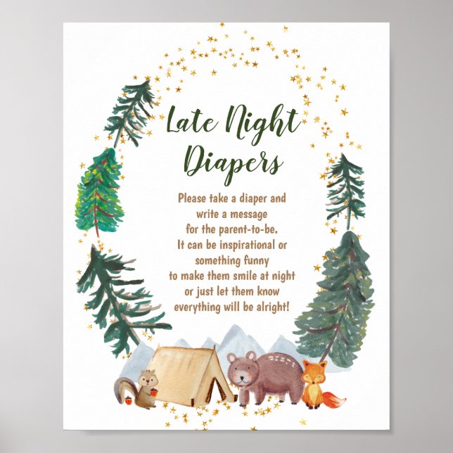 Bearly Waits late night diapers game poster (Vorne)