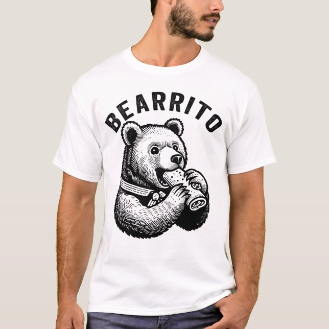 Bearrito Bear Eating a Burrito, Mexican Food T-Shirt (Vorderseite)