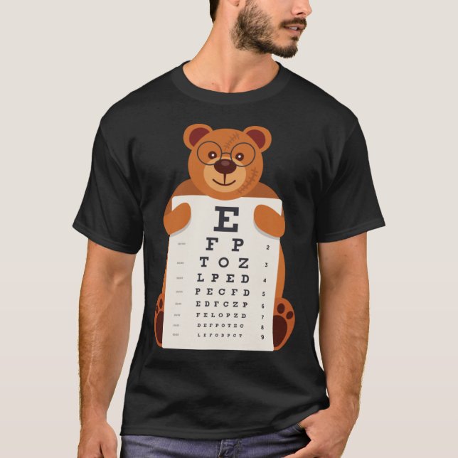 Bears Baby Bear Holding Eye Chart Artistic Opticia T-Shirt (Vorderseite)