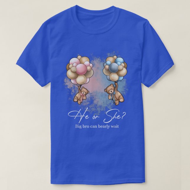 Bears Balloons Big Bro Can Bearly Wait Gender Reve T-Shirt (Design vorne)