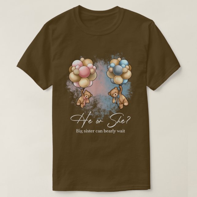 Bears Balloons Big Sister kann frühzeitig warten G T-Shirt (Design vorne)