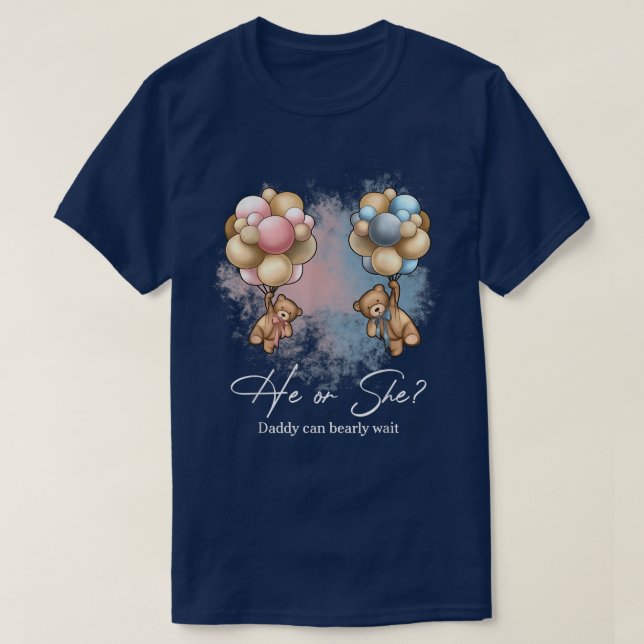 Bears Balloons Daddy kann frühzeitig auf Gender Re T-Shirt (Design vorne)