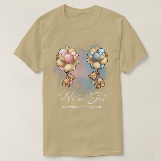 Bears Balloons Momma kann frühzeitig auf Geschlech T-Shirt (Design vorne)