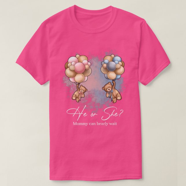 Bears Balloons Mommy kann frühzeitig abwarten Gesc T-Shirt (Design vorne)