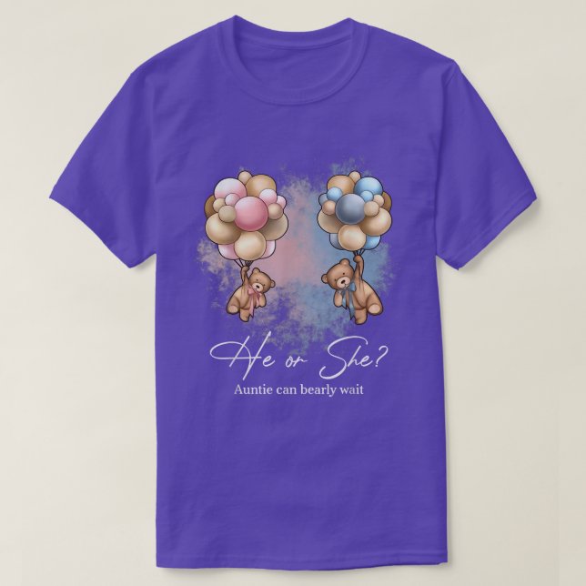 Bears Balloons Tante kann frühzeitig warten Gender T-Shirt (Design vorne)