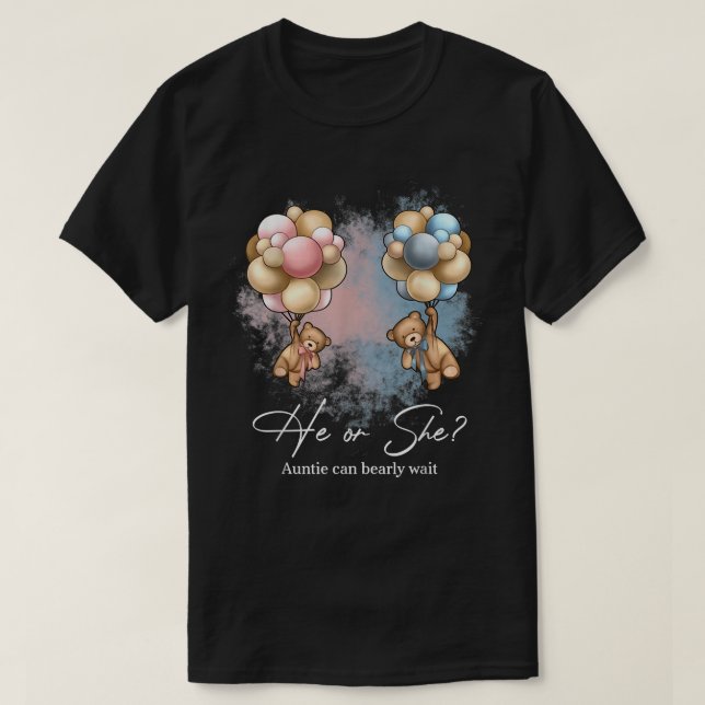 Bears Balloons Tante kann frühzeitig warten Gender T-Shirt (Design vorne)