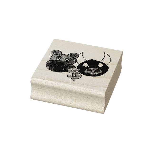 Bears Bulls Aktienmarkt Dollar Geld signieren Brie Gummistempel (Stempel)