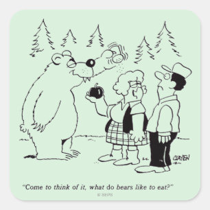Bears Dinner Quadratischer Aufkleber
