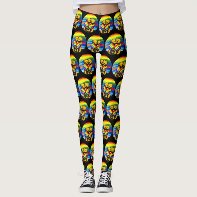 Bears Liebe LGBT-Regenbogenflagge Leggings (Vorderseite)