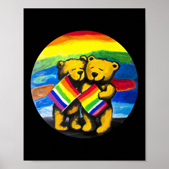 Bears Liebe LGBT-Regenbogenflagge Poster (Vorne)