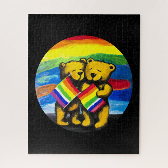Bears Liebe LGBT-Regenbogenflagge Puzzle (Vertikal)