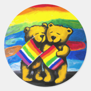 Bears Liebe LGBT-Regenbogenflagge Runder Aufkleber