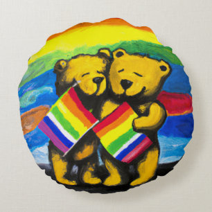 Bears Liebe LGBT-Regenbogenflagge Rundes Kissen
