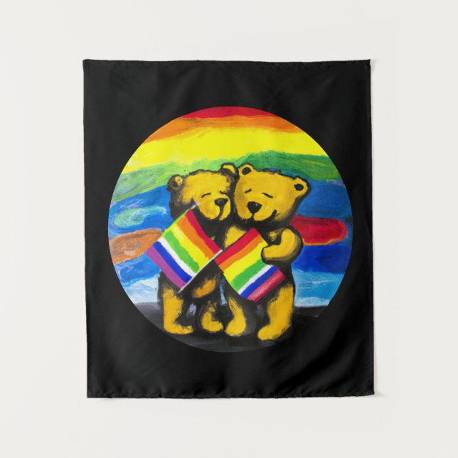 Bears Liebe LGBT-Regenbogenflagge Wandteppich (Vorderseite)