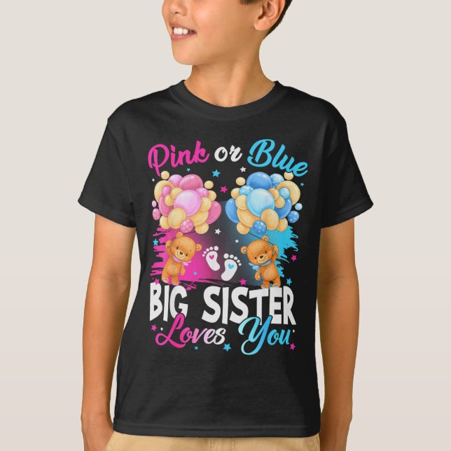Bears Nk Or Blue Big Sister Loves You Gender Revea T-Shirt (Vorderseite)